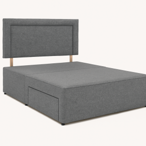 Double Harrison Spinks 2 Drawer (Footend) Divan Base & Headboard - Mole Grey Mercury
