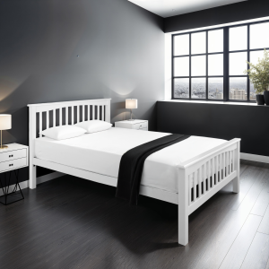 Sandra High Footend Bed Frame – White